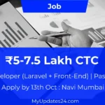 PHP Developer (Laravel + Front-End) Navi Mumbai ₹5-7.5 Lakh CTC Apply by 13th Oct