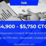 Associate Content Writer at ArcGIS (Savannah, United States) $4,900 - $5,750 Work From Home