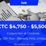 Copywriter at Orcanos (Beverly Hills, United States) CTC $4,750 - $5,500