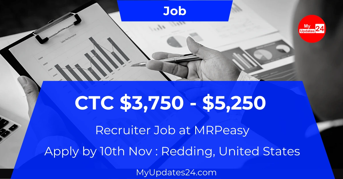 Recruiter Job at MRPeasy (Redding, United States) Remote CTC $3,750 - $5,250 – Apply by 10th Nov