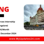 Human Resources Internship at Taj Group (Bangalore) Stipend ₹5,000Month Apply By 13th December 2024