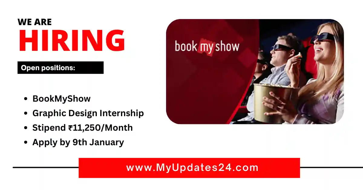 BookMyShow Graphic Design Internship 2025 Stipend ₹11,250Month Apply by 9th January