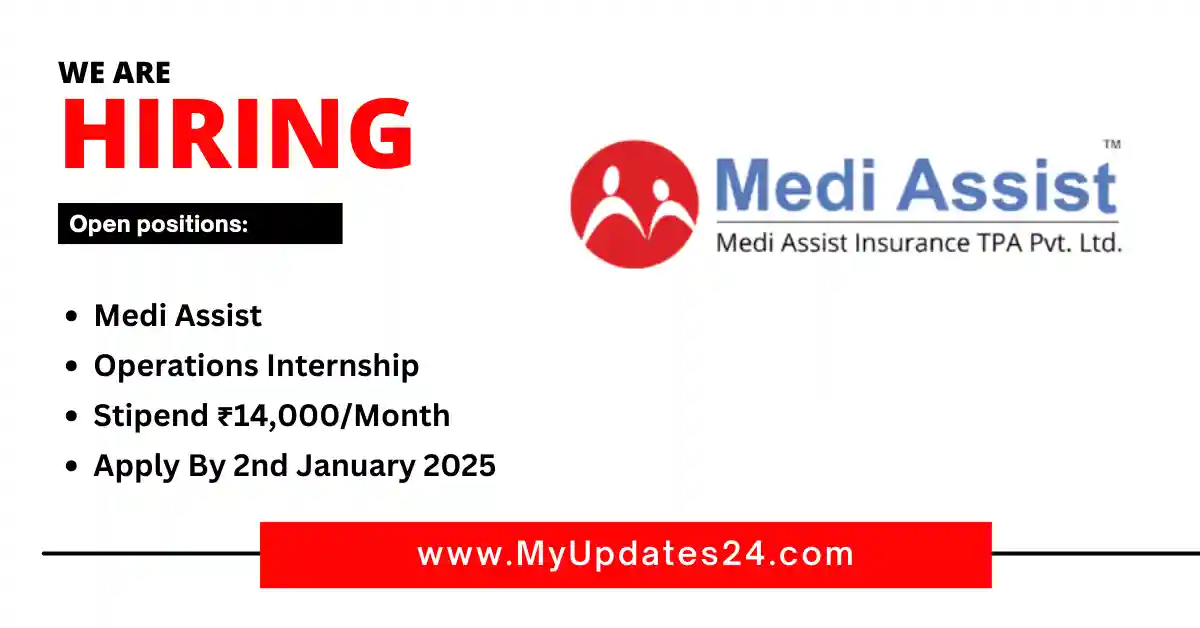 Medi Assist Operations Internship Stipend ₹14,000Month Apply By 2nd January 2025